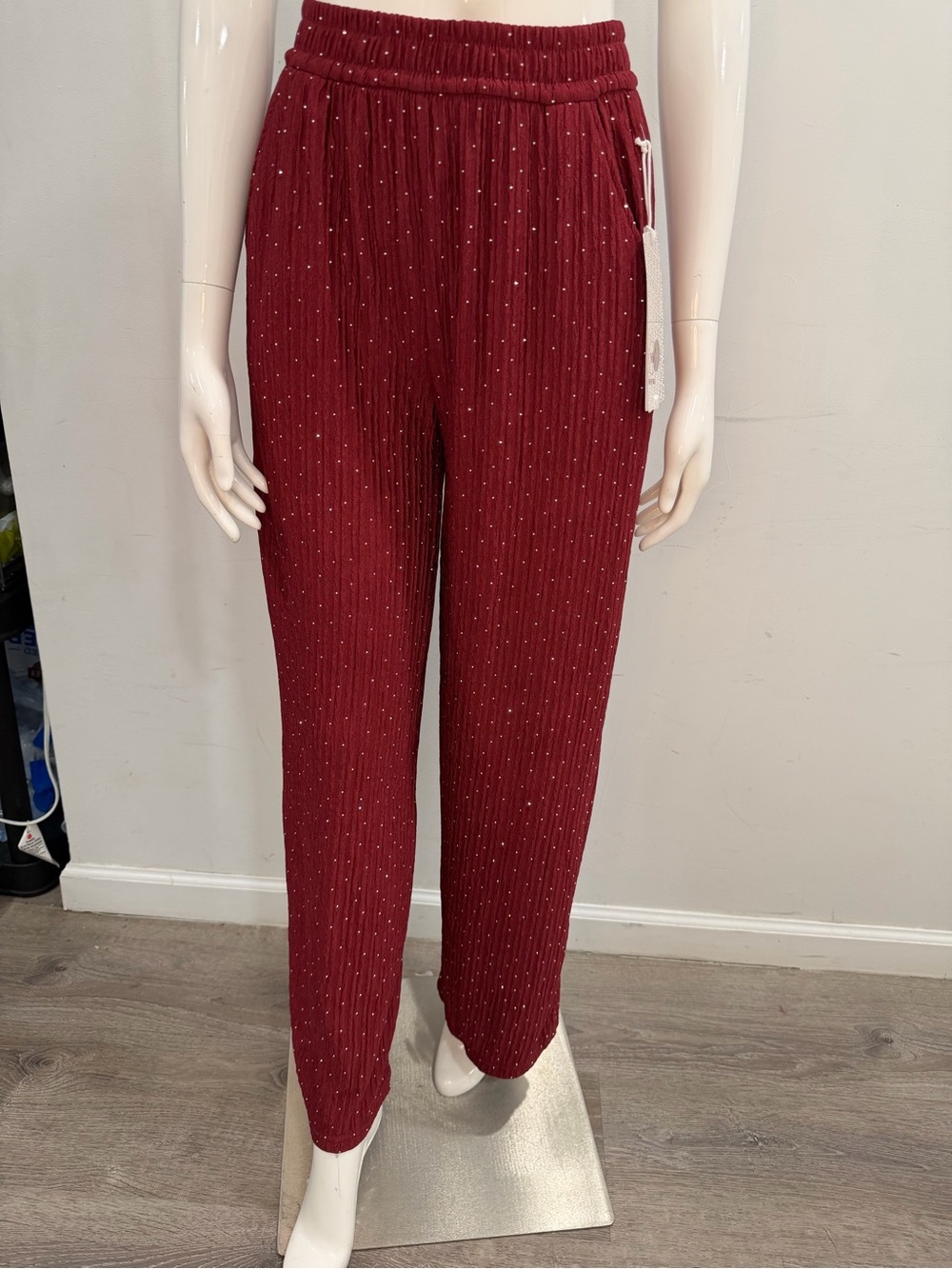 New Mix Wine Ribbed Sparkle Pull-On Joggers